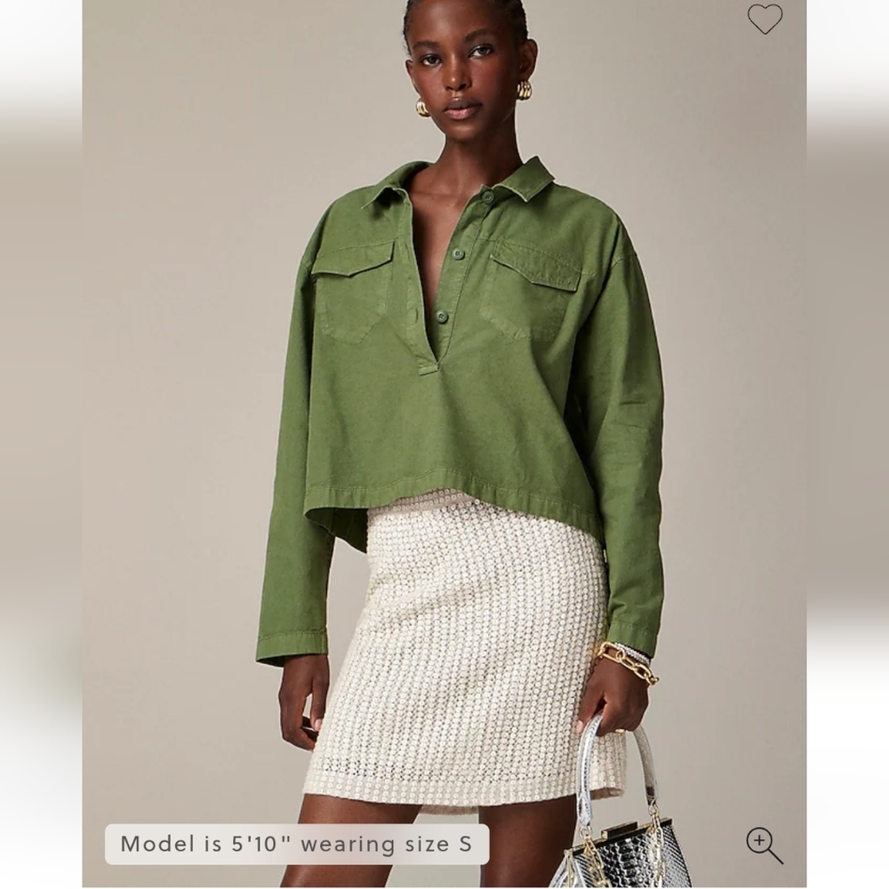 NWT Jcrew Popover Shirt In Cotton Linen Blend Sz S